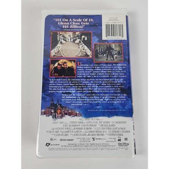 Vintage 1996 Disney's 101 Dalmatians Live Action w/ Glen Close VHS Movie - Picture 2 of 7